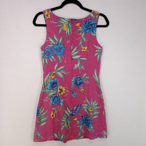 Vintage 90s Lilly Pulitzer Sheath Dress Women 4 Pink Floral Waffle Knit - Picture 2 of 13